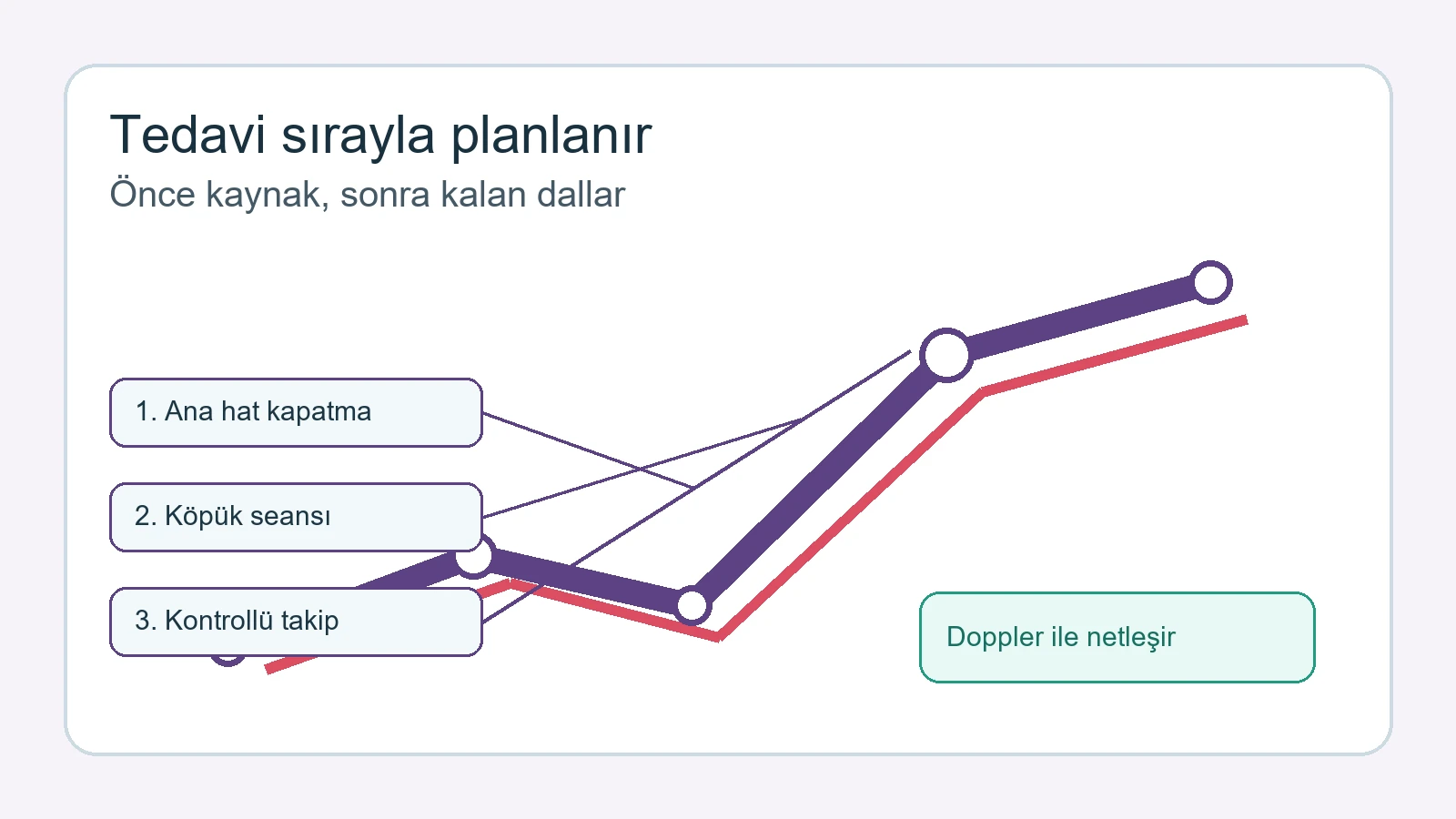 Büyük Varislerde Köpük Tedavisi Yeterli Olur mu? konusunda tedavi sırayla planlanır anlatan Türkçe etiketli medikal görsel.