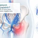 Pelvik konjesyonun kasık ağrısı ile ilişkisini anlatan tıbbi illüstrasyon