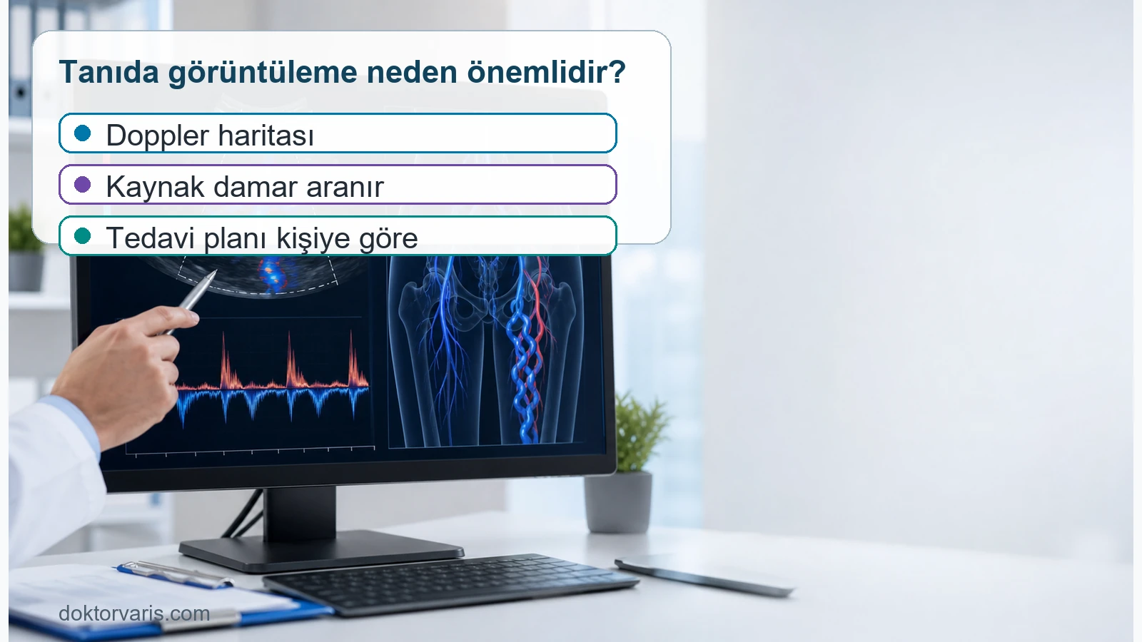 Pelvik konjesyon sendromunda Doppler ve g?r?nt?leme ile kaynak damar ara?t?rmas?n? g?steren t?bbi g?rsel.